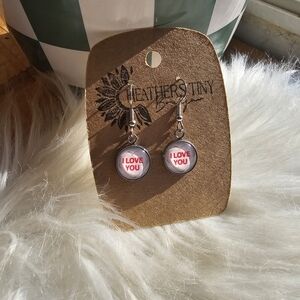 I Love You Earrings Handmade
